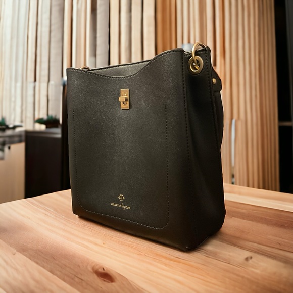 Nanette Lepore Stylish Double Compartment Gold Hardware Hard Poly Bag! - Picture 5 of 13